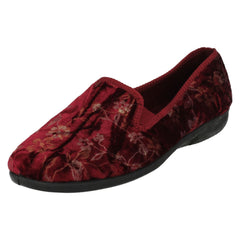 Ladies Spot On Embroided Floral Design Slippers