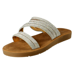 Ladies Savannah Slip On Diamante Detailed Summer Sandals F00448