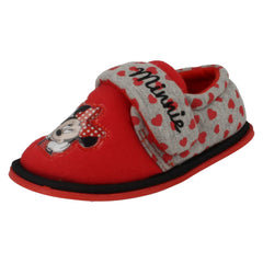 Girls Disney Hook & Loop Slippers Minnie Mouse Boarder