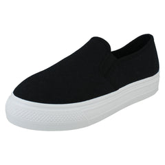 Ladies Spot On Chunky Sole Slip On Pumps F80556