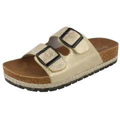 Ladies Spot On Double Strap Mules F10898