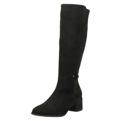 Ladies Spot On Block Heel Wide Fitting Knee High Boots  F51256