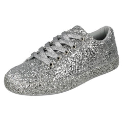Ladies Spot On Glitter Trainers F7100