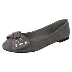Ladies Spot On Jewel Bow Ballerina Shoes