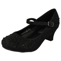 Girls Junior Spot On Sparkly Kitten Heel Party Shoes