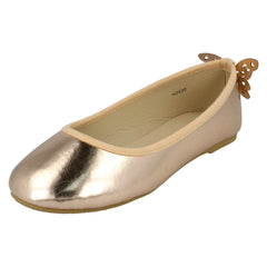 Girls Spot On Butterfly Heel Trim Ballerinas