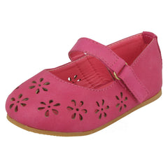 Girls Spot On Flat Ballerina Shoes with Cut Out Flower Detail