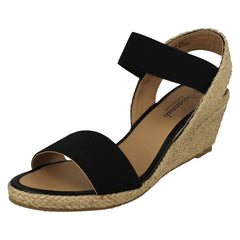 Ladies Savannah Elasticated Strap Wedge Heeled Sandals F2301