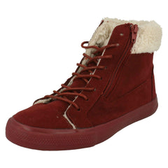 Girls Spot On Casual Suedette Ankle Boots with Faux Fur Lining