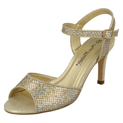 Ladies Anne Michelle Glitter Peep Toe Heels F10467