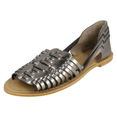 Ladies Leather Collection Flat Weave Sandals F00145