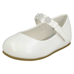 Girls Spot On Diamante Flower Strap Ballerinas H2487
