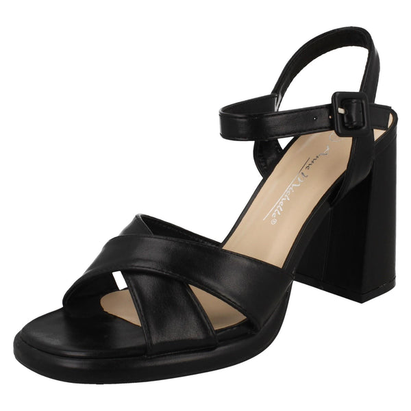 Ladies Anne Michelle Chunky Heeled X Strap Mule Sandal F12049