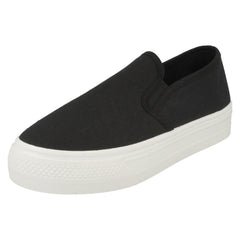 Ladies Spot On Platform Canvas Pumps F80522