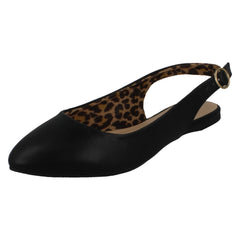 Ladies Spot On Flat Slingback Pointed Toe Shoes F80461