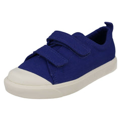 Childrens Boys Girls Clarks Pattern Detailed Canvas Shoes City Flare Lo T