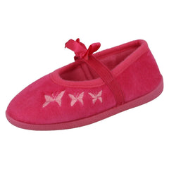 Infant Girls Spot On Slippers with Butterfly Stitching