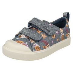 Girls Clarks Pattern Detailed Canvas Shoes City Bright