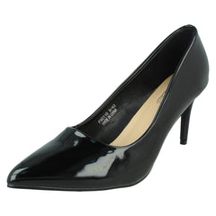 Ladies Spot On Wide Fit Court High Heels F90110