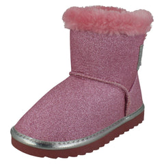 Girls Pineapple Flat GGY Fleece Lined Comfy Glitter Boots H4R194