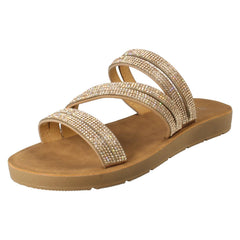 Ladies Savannah Slip On Diamante Detailed Summer Sandals F00448