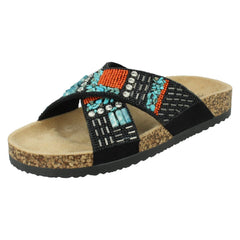Ladies Spot On Beaded Mules F00347