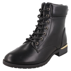 Ladies Spot On Mid Heel Ankle Boot F51198