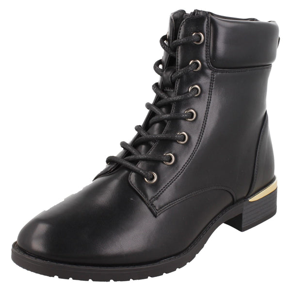 Ladies Spot On Mid Heel Ankle Boot F51198