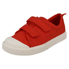 Childrens Boys Girls Clarks Pattern Detailed Canvas Shoes City Flare Lo T