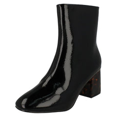 Ladies Spot On Block Mottled Heel Ankle Boots