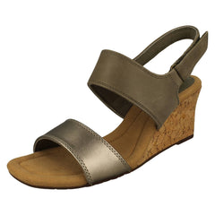 Ladies Clarks Wedge Heeled Strappy Sandals Kyarra Faye