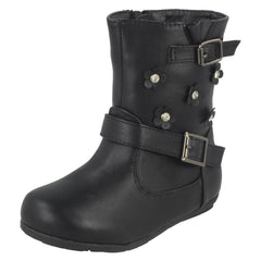 Girls Spot On Flat Calf High Boots H4106