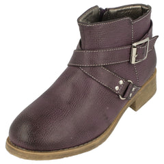 Girls Spot On Buckle Strap Ankle Boots