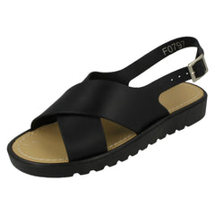 Ladies Spot On Low Slingback X Vamp Sandal