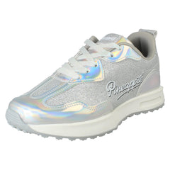 Girls Pineapple Sparkly Glitter Casual Lace Up Trainers H2682