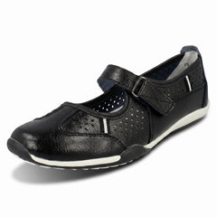 Ladies Down To Earth Casual Flat Leather Hook & Loop Strap Shoes F80066