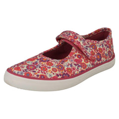 Girls Startrite Floral Detailed Mary Jane Canvas Shoes Busy Lizzy
