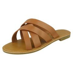 Ladies Savannah Wide Fitting Flat Strappy Mules F00387