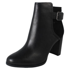 Ladies Clarks Buckle Detailed Zip Fastening Leather Ankle Boots Freva85 Buckle
