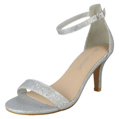 Ladies Spot On Wide Fit High Heeled Evening Sandals F12121