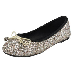 Girls Spot On Flat Glitter Ballerinas