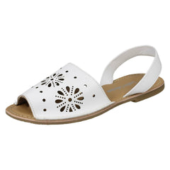 Ladies Leather Collection Flower Design Mules