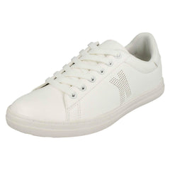 Ladies Spot On Flat Lace Up Slimline Pumps