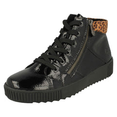 Ladies Rieker Patterned Cuff Detailed Ankle Boots M6434