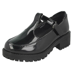 Girls Cool For School Mid Heel T-Bar School Shoes