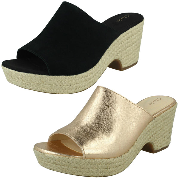 Ladies Clarks Espadrille Style Wedge Sandals Maritsa Mule