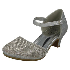 Girls Spot On Mid Heel Glittery Shoes H3082