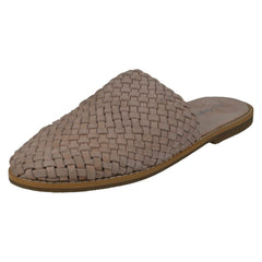 Ladies Leather Collection Weave Vamp Mules