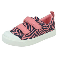 Girls Clarks Pattern Detailed Canvas Shoes City Bright