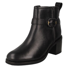 Ladies Clarks Block Heel Ankle Boots  Chamberly Trim